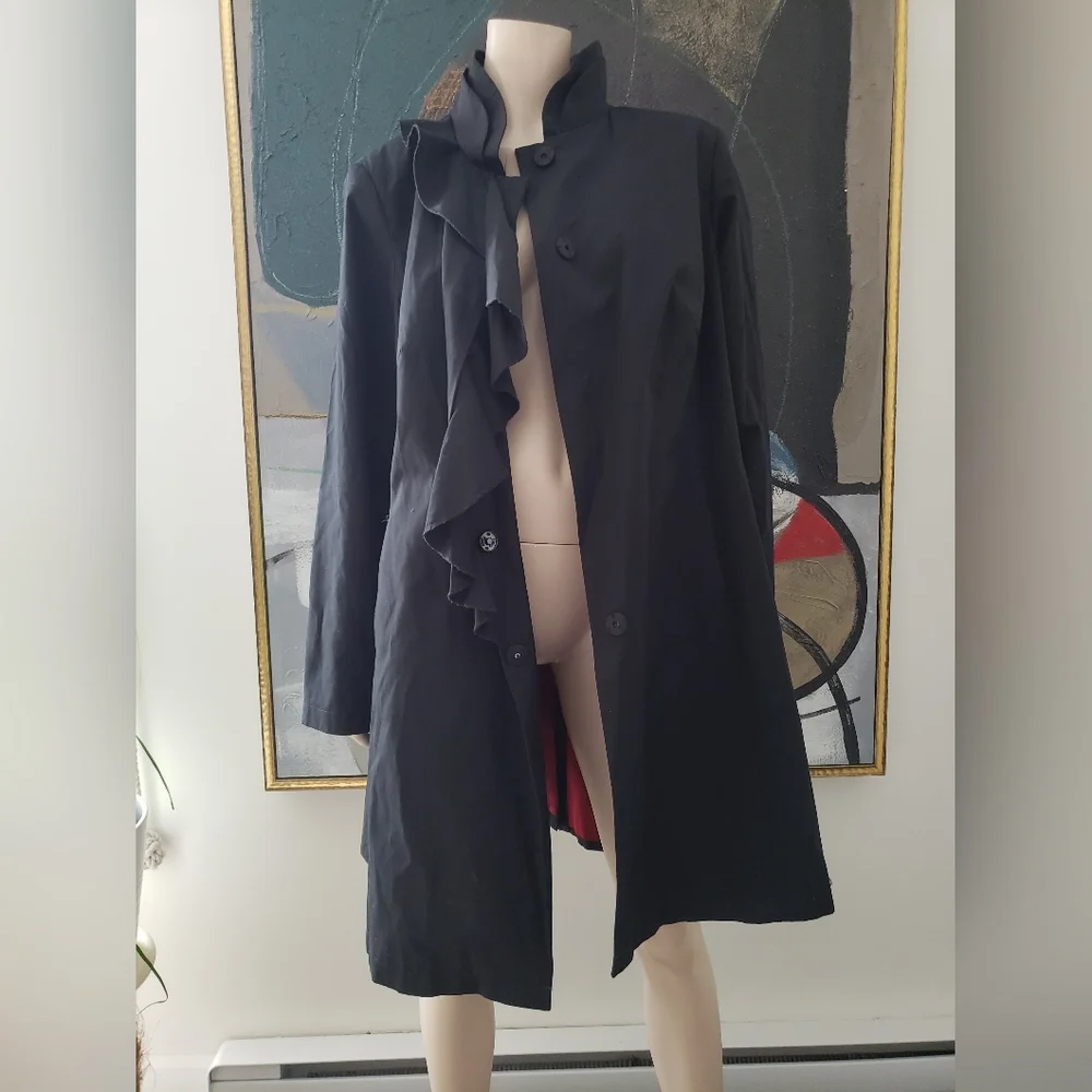 DKNY | Spring/Fall Coat with Ruffle Detail - Picture 3 of 11